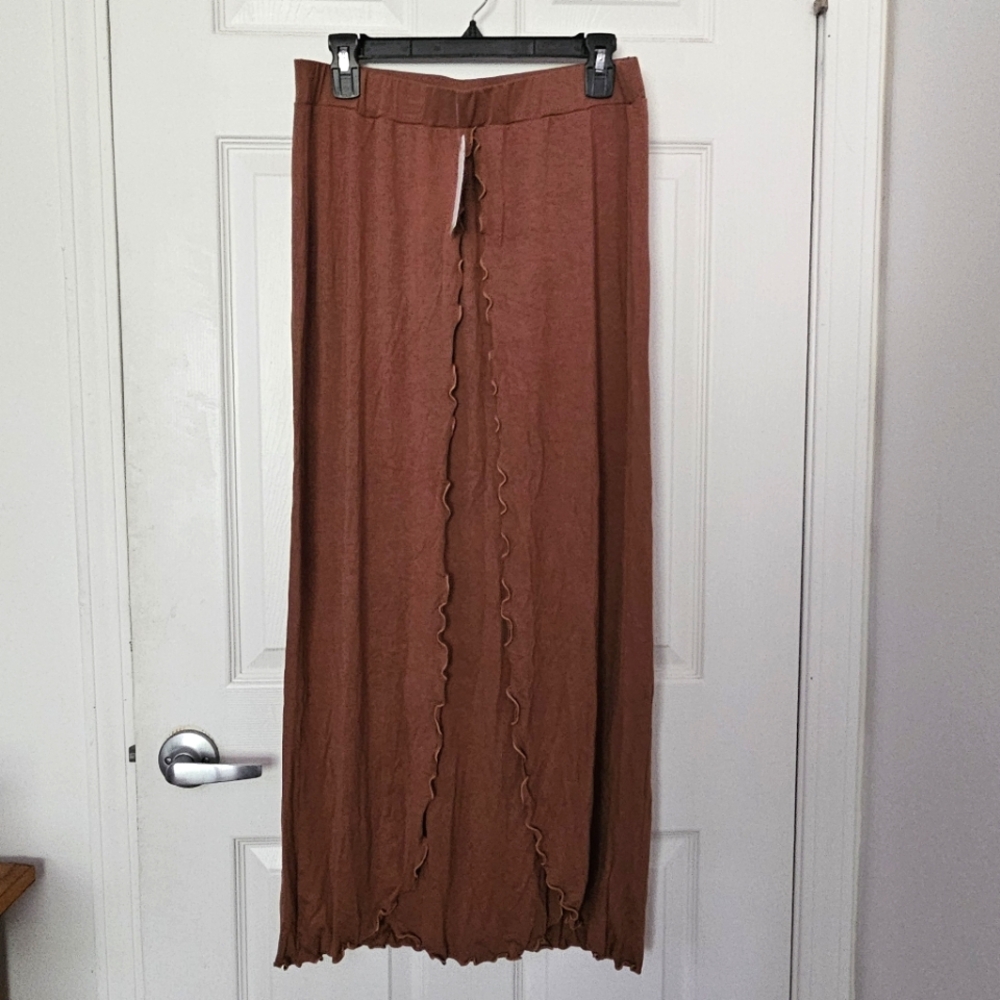 NWT Earthbound Trading Co long brown side slits skirt XL
